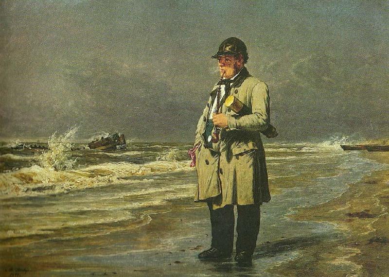 martinus rorbye en strandingskommissioncer ved vestkysten af fylland, incerheden af skagen oil painting image